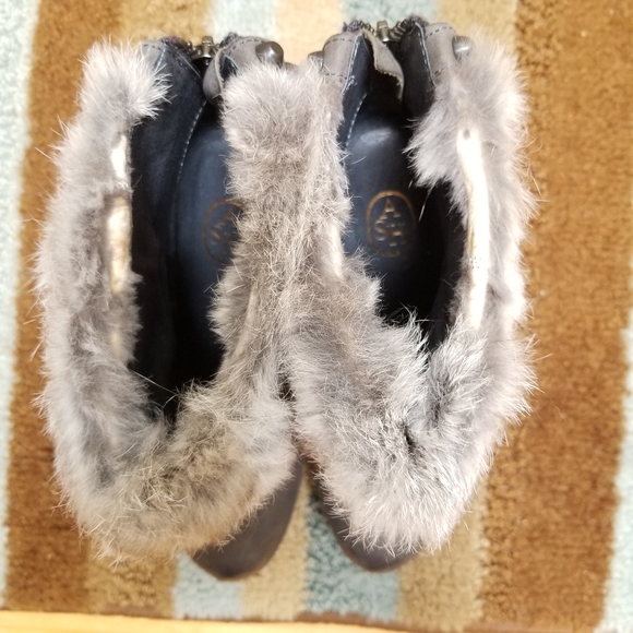 Beautiful ASH Rabbit Fur Trimmed Uranus Wedge Bootie Grey Ankle Boot US 8 - Picture 6 of 10